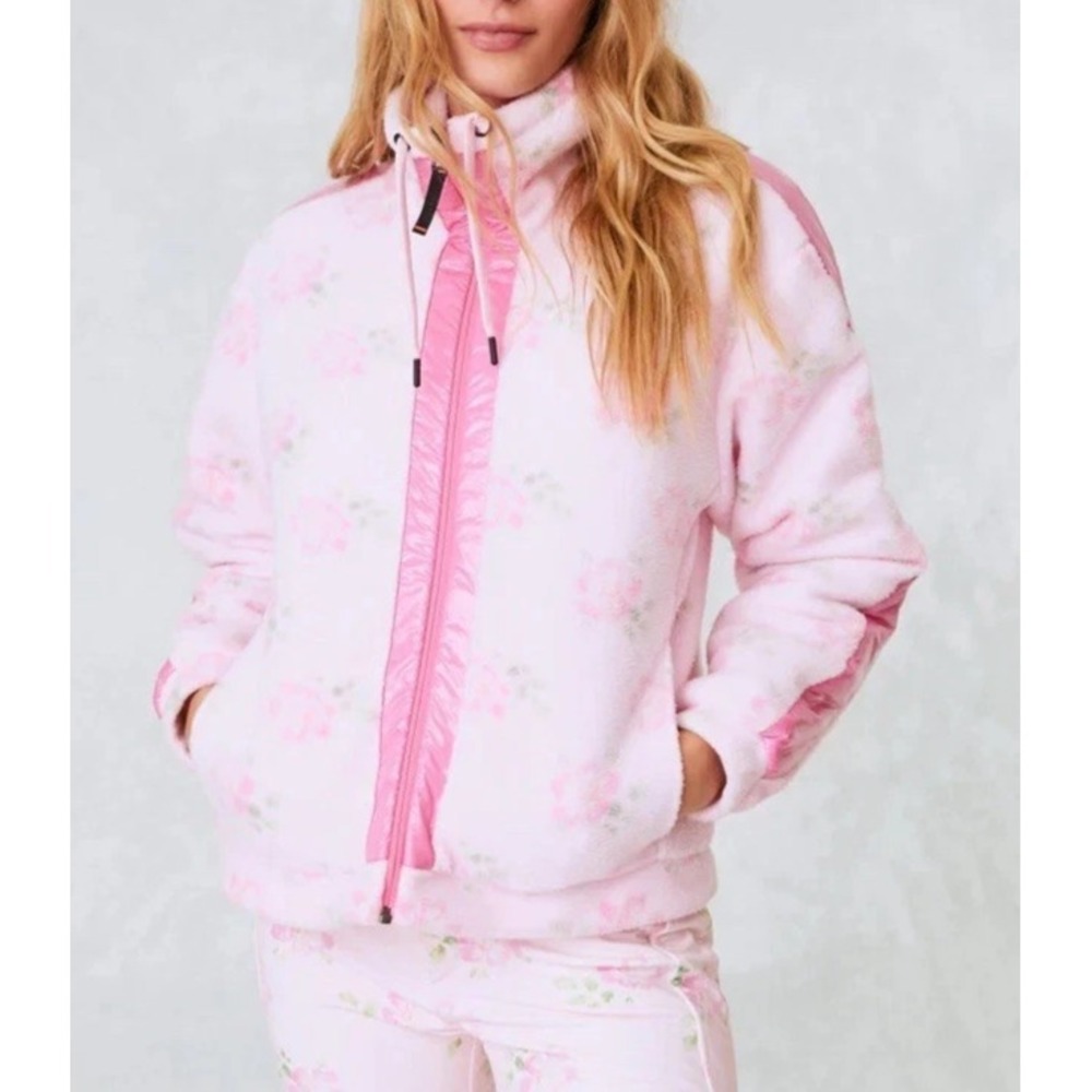 NEW Bogner Fire + Ice x LoveShackFancy Ninetta Fleece Jacket Pink Rose Glow XXS